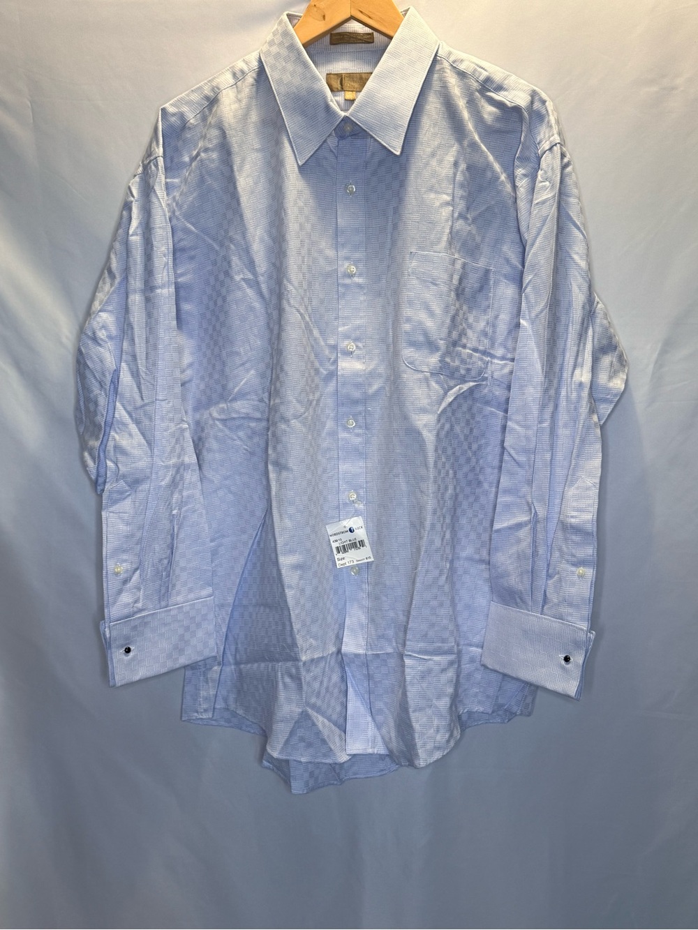 Men's Light Blue Patterned Long-Sleeve Dress Shirt